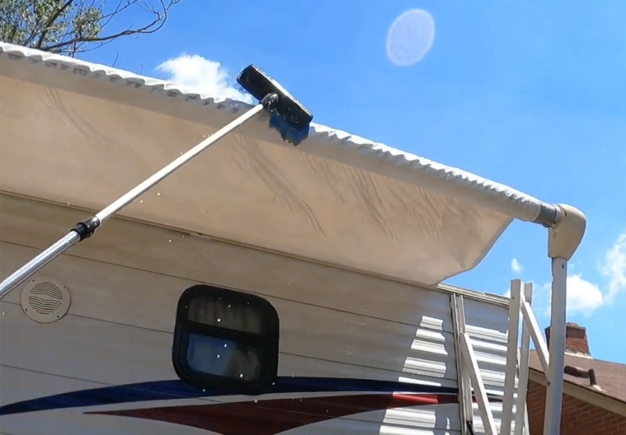 how to washing RV awning